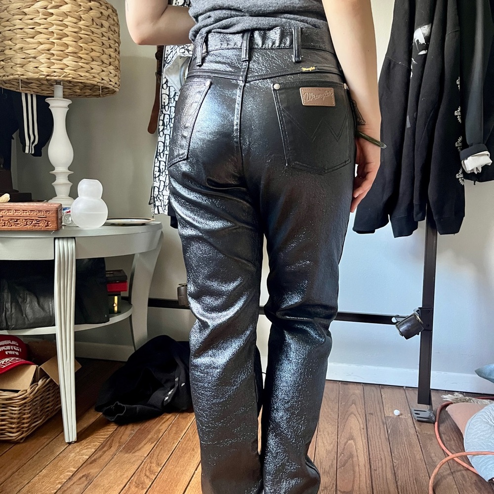 Wrangler Women's Shiny Coated Straight Leg Jeans